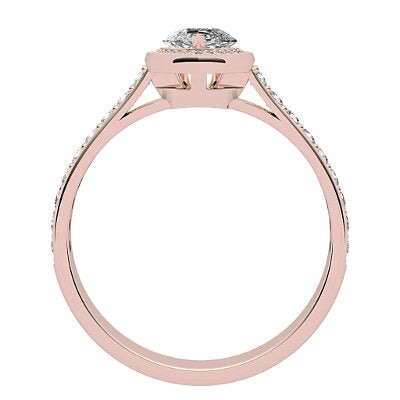 Vittoria Pear Solitaire halo Half diamond band 3 Prongs