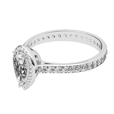 Vittoria Pear Solitaire halo Full diamond band 3 Prongs