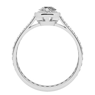 Vittoria Pear Solitaire halo Full diamond band 3 Prongs