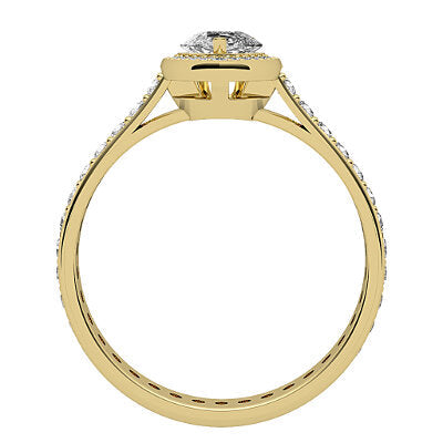 Vittoria Pear Solitaire halo Full diamond band 3 Prongs