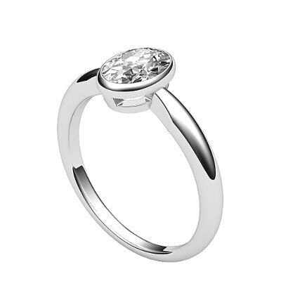 Simple Flat Oval Solitaire Classic band