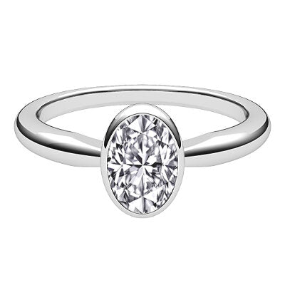 Simple Flat Oval Solitaire Classic band
