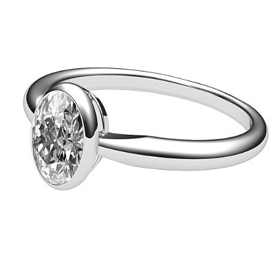 Simple Flat Oval Solitaire Classic band