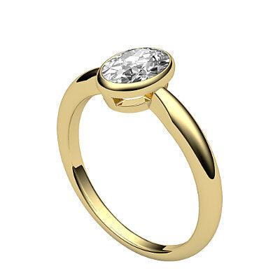 Simple Flat Oval Solitaire Classic band