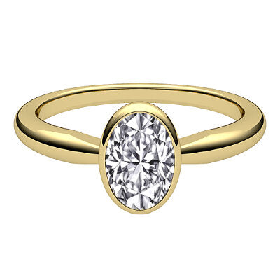 Simple Flat Oval Solitaire Classic band