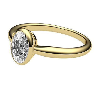 Simple Flat Oval Solitaire Classic band