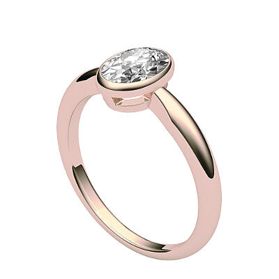Simple Flat Oval Solitaire Classic band