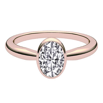 Simple Flat Oval Solitaire Classic band
