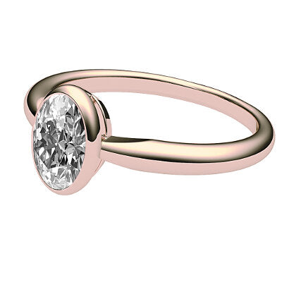Simple Flat Oval Solitaire Classic band