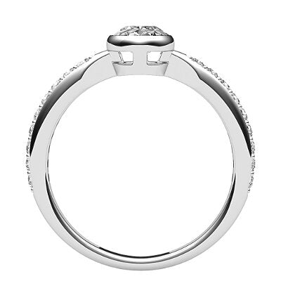 Simple Flat Oval Solitaire Half diamond band