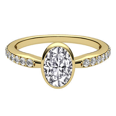Simple Flat Oval Solitaire Half diamond band
