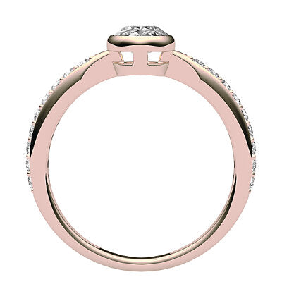 Simple Flat Oval Solitaire Half diamond band