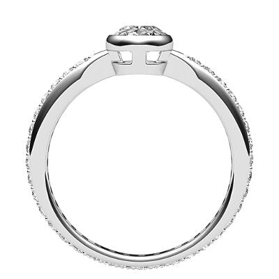 Simple Flat Oval Solitaire Full diamond band