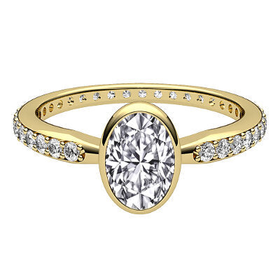 Simple Flat Oval Solitaire Full diamond band