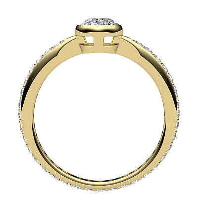 Simple Flat Oval Solitaire Full diamond band