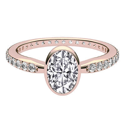 Simple Flat Oval Solitaire Full diamond band