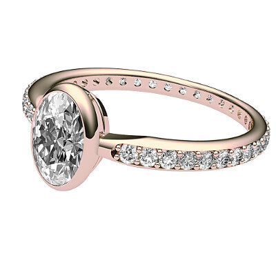 Simple Flat Oval Solitaire Full diamond band