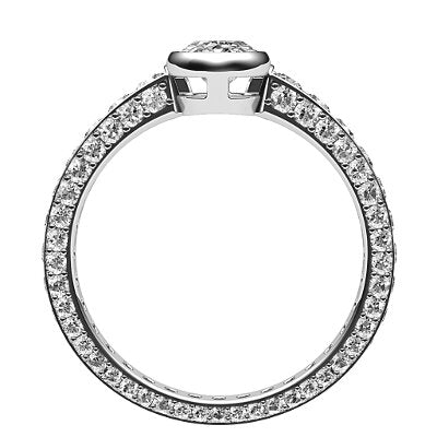 Simple Flat Oval Solitaire Full coverage diamond band