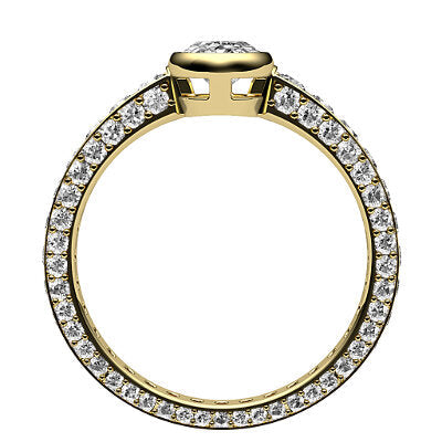 Simple Flat Oval Solitaire Full coverage diamond band
