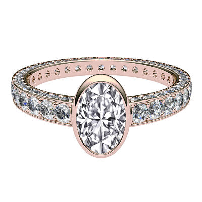 Simple Flat Oval Solitaire Full coverage diamond band