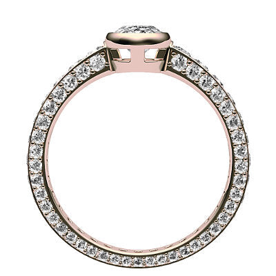 Simple Flat Oval Solitaire Full coverage diamond band