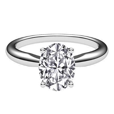 Simple Flat Oval Solitaire Classic band 4 Prongs
