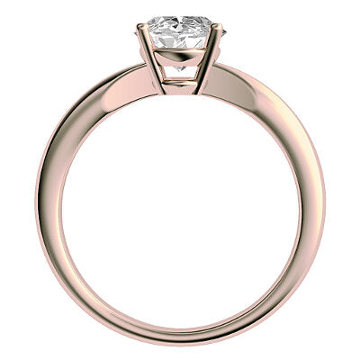 Simple Flat Oval Solitaire Classic band 4 Prongs