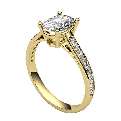 Trionfo Oval Solitaire Half diamond band 4 Prongs