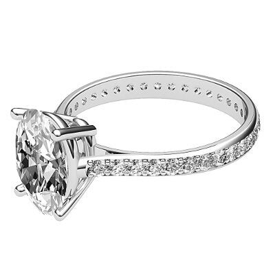 Vittoria Oval Solitaire Full diamond band 4 Prongs