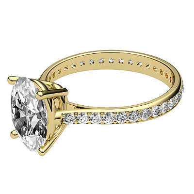 Vittoria Oval Solitaire Full diamond band 4 Prongs