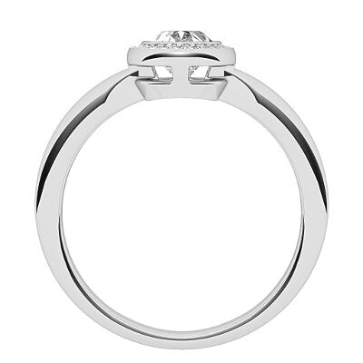 Simple Flat Oval Solitaire halo Classic band