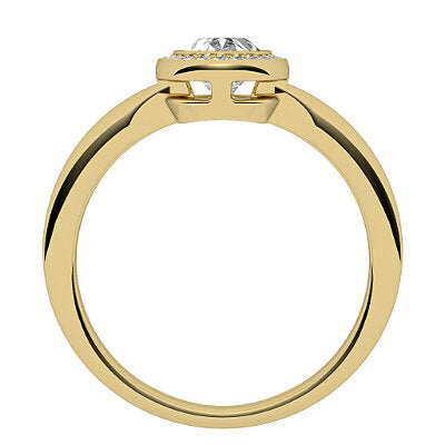 Simple Flat Oval Solitaire halo Classic band