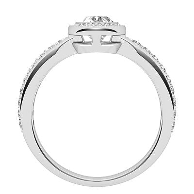 Simple Flat Oval Solitaire halo Half diamond band