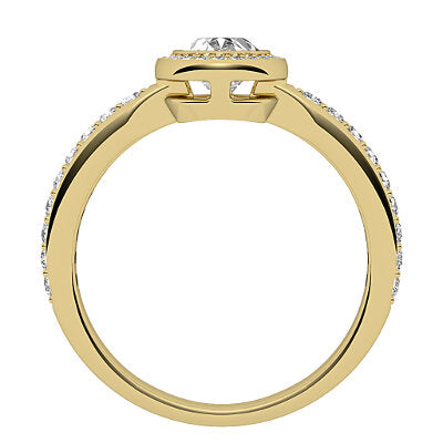 Simple Flat Oval Solitaire halo Half diamond band