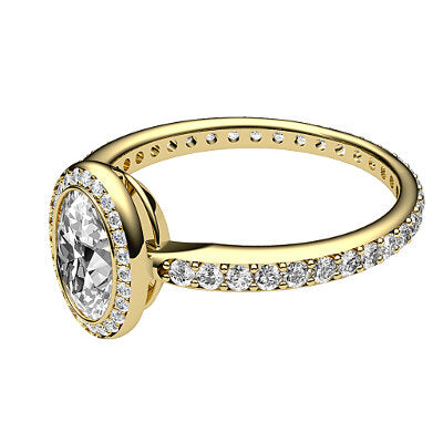 Simple Flat Oval Solitaire halo Full diamond band