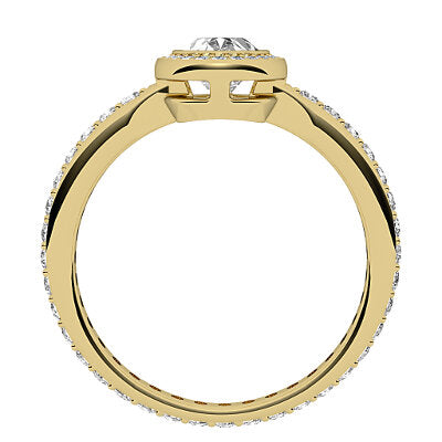 Simple Flat Oval Solitaire halo Full diamond band