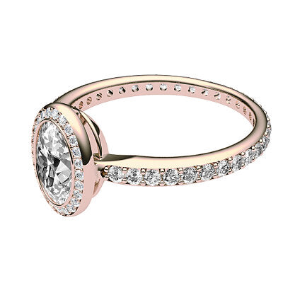 Simple Flat Oval Solitaire halo Full diamond band