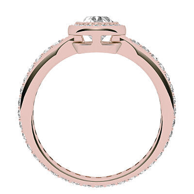 Simple Flat Oval Solitaire halo Full diamond band