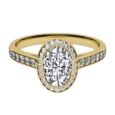 Trionfo Oval Solitaire halo Half diamond band