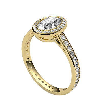 Trionfo Oval Solitaire halo Full diamond band