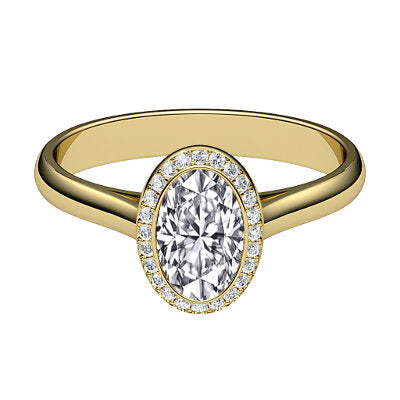 Vittoria Oval Solitaire halo Classic band