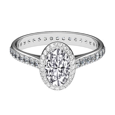 Vittoria Oval Solitaire halo Full diamond band
