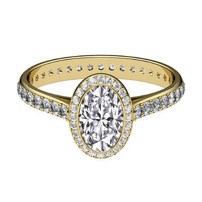 Vittoria Oval Solitaire halo Full diamond band