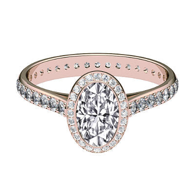 Vittoria Oval Solitaire halo Full diamond band
