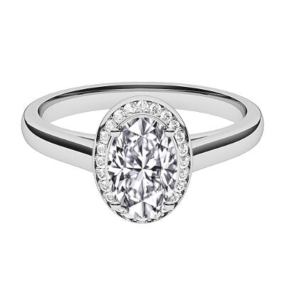 Trionfo Oval Solitaire halo Classic band 4 Prongs
