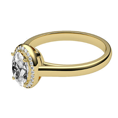 Trionfo Oval Solitaire halo Classic band 4 Prongs