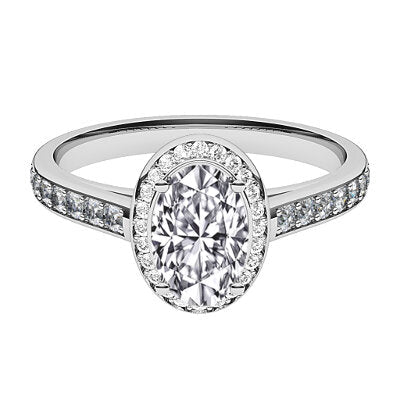 Trionfo Oval Solitaire halo Half diamond band 4 Prongs