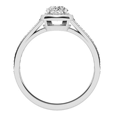 Trionfo Oval Solitaire halo Half diamond band 4 Prongs