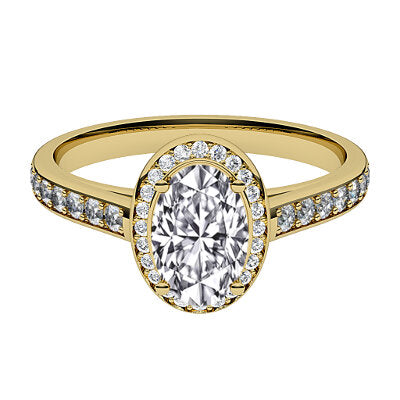 Trionfo Oval Solitaire halo Half diamond band 4 Prongs