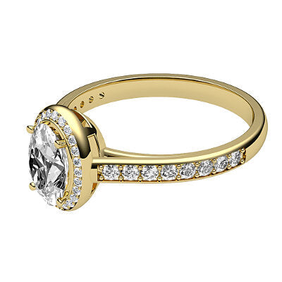 Trionfo Oval Solitaire halo Half diamond band 4 Prongs